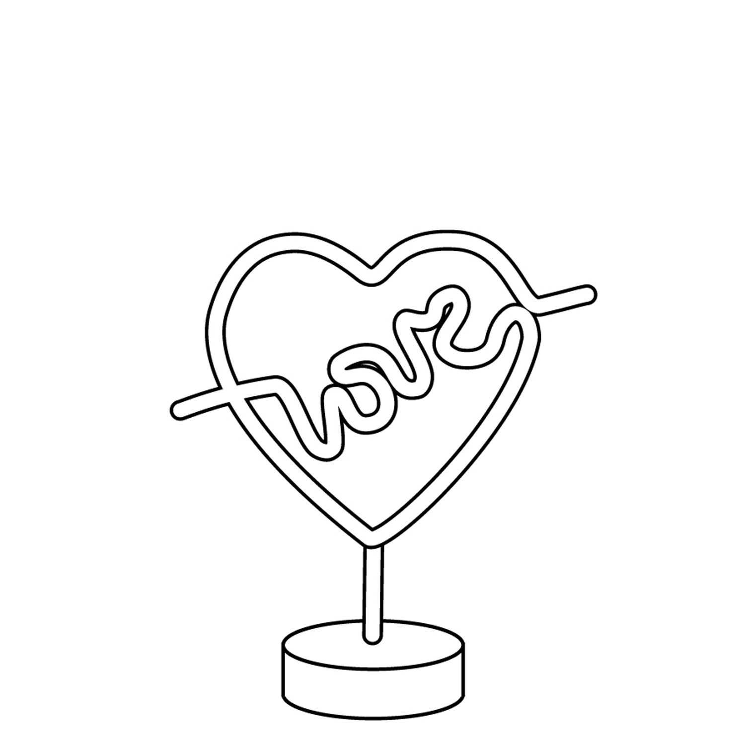 LED NEON Figur LOVE - pinkes Herz mit Pfeil - Neon Schild - H: 25cm - Batterie oder USB Betrieb