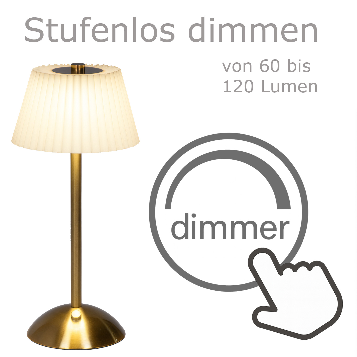 LED Tischlampe GENUA - wiederaufladbar per USB - 3 Lichtfarben - dimmbar - H:30,5cm - creme