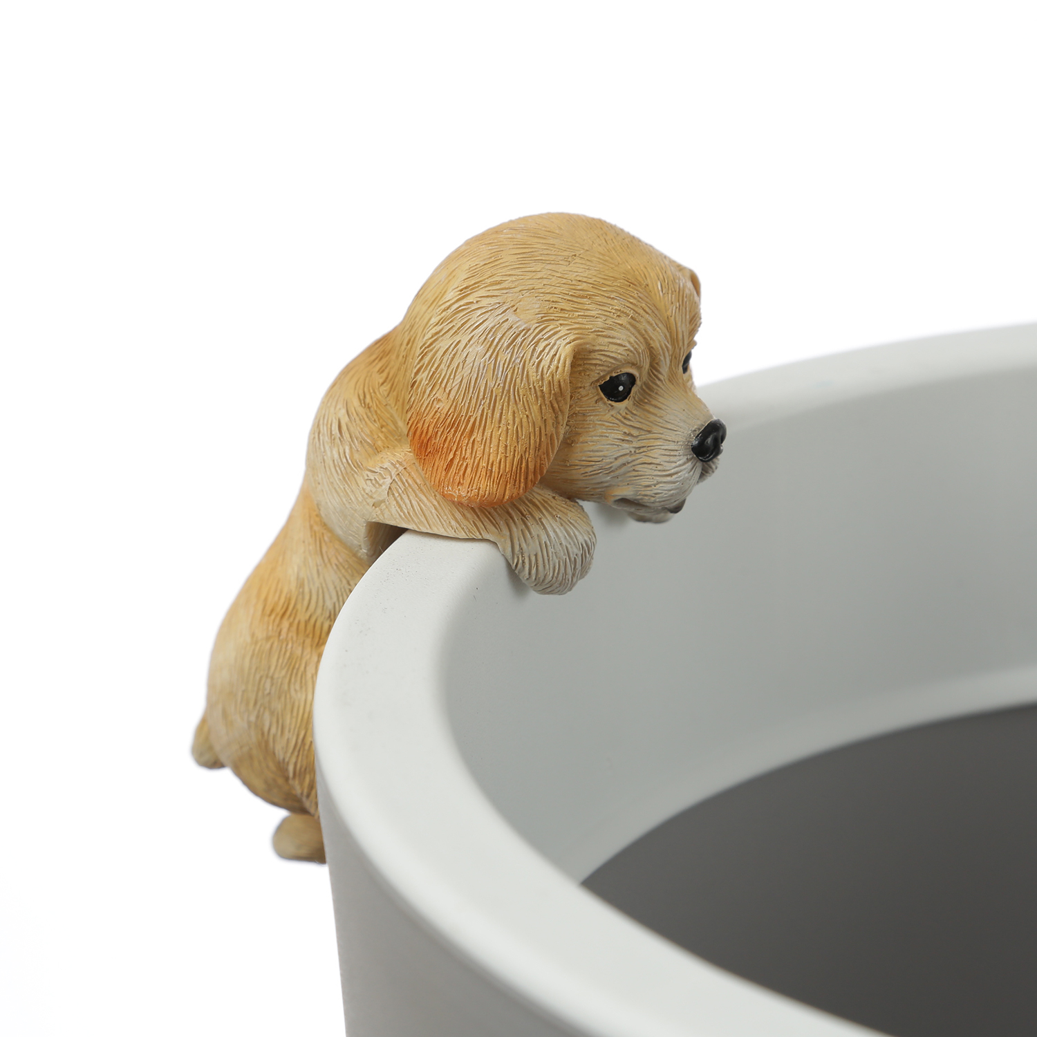 Blumentopfhänger Hund - niedliche Dekofigur als Topfhänger - Tierfigur - Polyresin - H: 11,5cm
