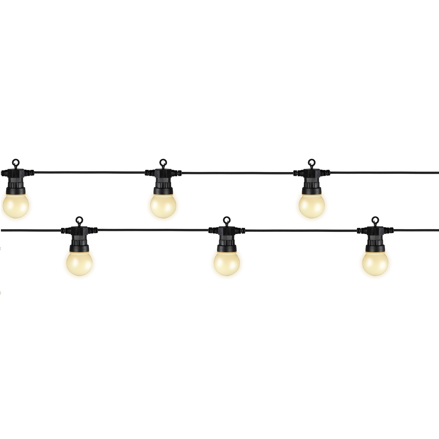 LED Party Lichterkette Circus - 20 opalfarbene Kugeln - 8,8m - koppelbar bis 100 LED - Außentrafo