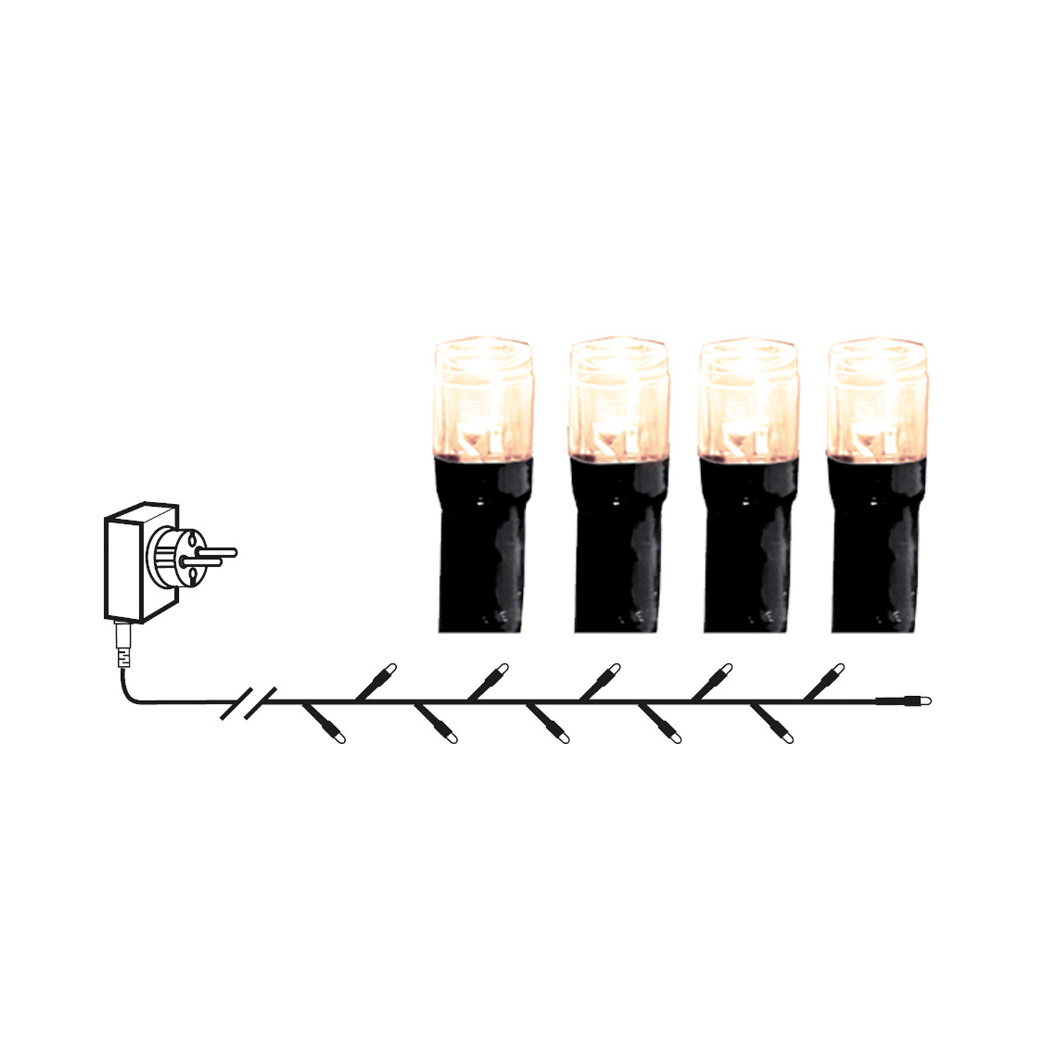 LED Lichterkette - Serie LED - outdoor - 40 kaltweiße LED - L: 2,8m - schwarzes Kabel
