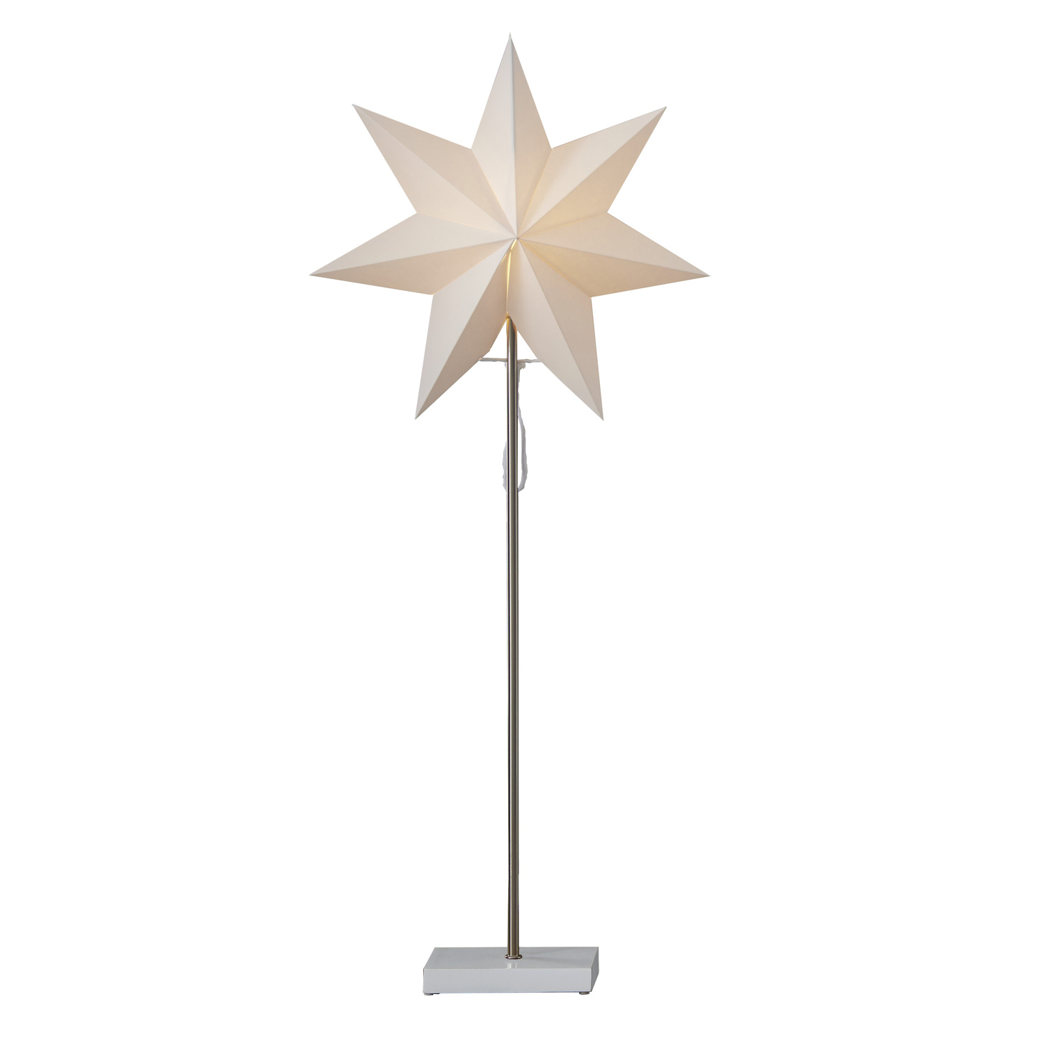 Papierstern Totto - stehend - 7-zackig - H: 80cm - inkl. E14 Fassung u. Kabel - weiß
