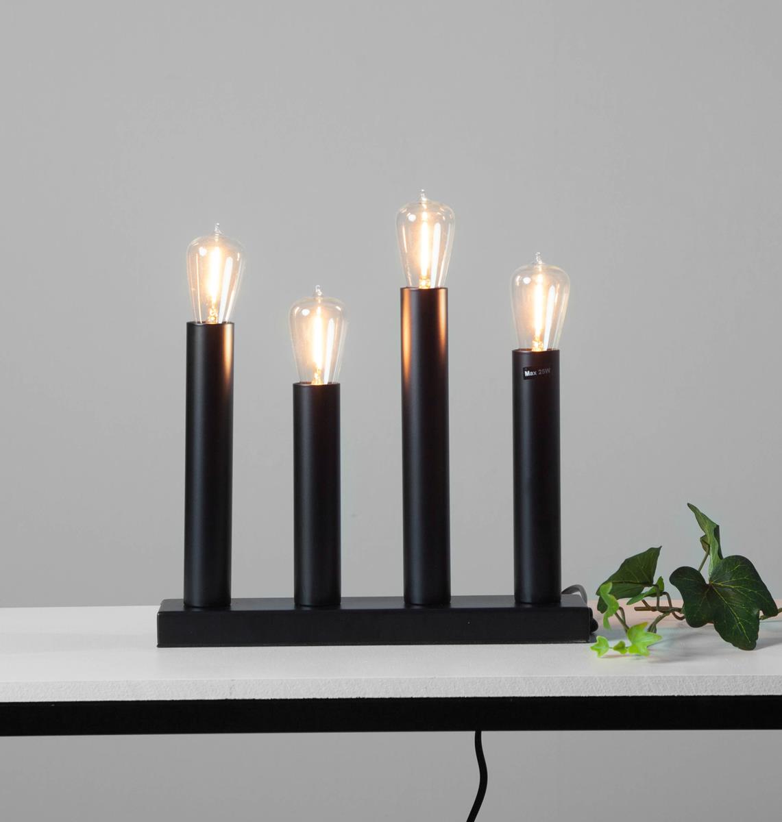 LED Tischleuchte - Standleuchte "Glans" - E14 - inkl. Leuchtmittel - H: 28cm, L: 27cm - schwarz