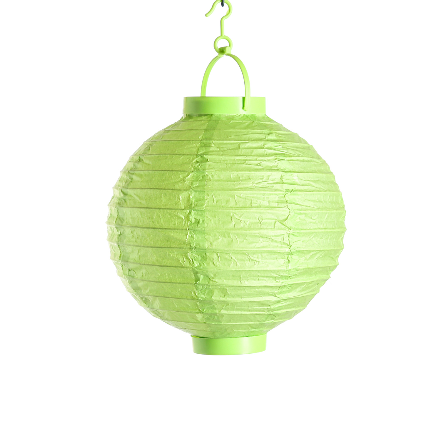 LED Lampion FESTIVAL - kaltweiße LED - D: 20cm - Montagehaken - grün