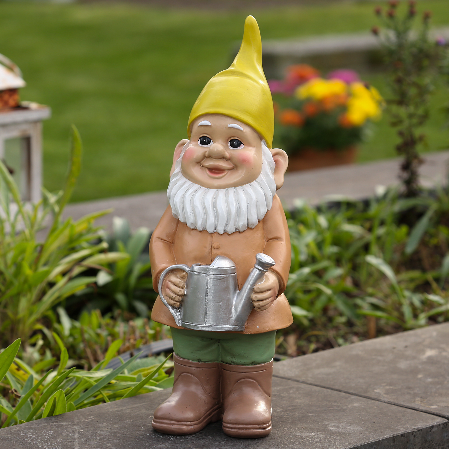 Gartenzwerg SKALLI - Zwerg mit Gießkanne - Dekofigur - Polyresin - H: 29cm - bunt