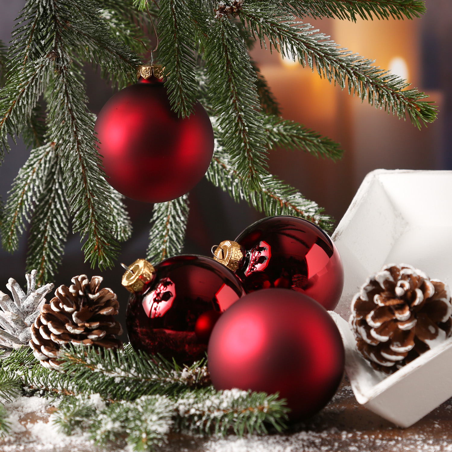 Christbaumkugel - Weihnachtsbaumkugel - Glas - D: 8cm - glänzend und matt - weinrot - 6er Set