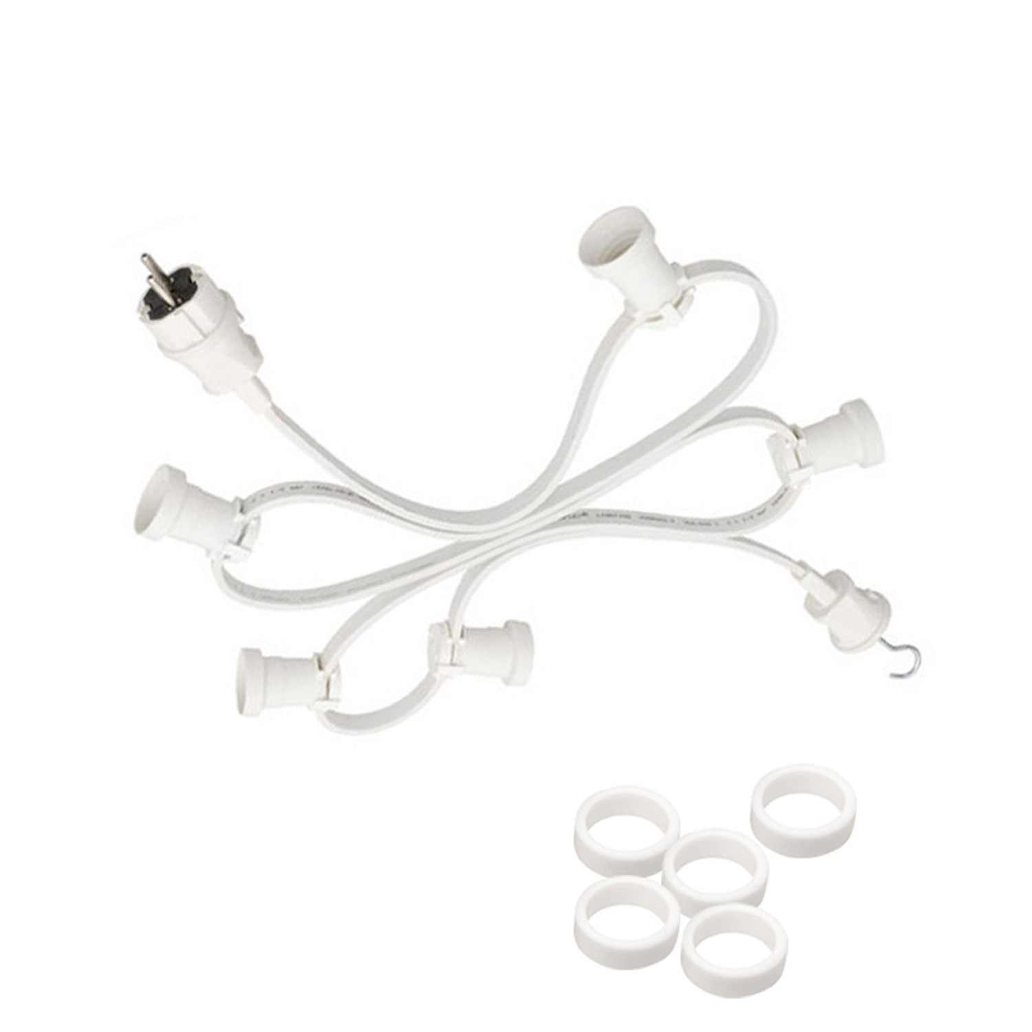 Illu-/Partylichterkette 10m - Außenlichterkette weiß -Made in Germany - 20 warmweiße LED Kugellampen