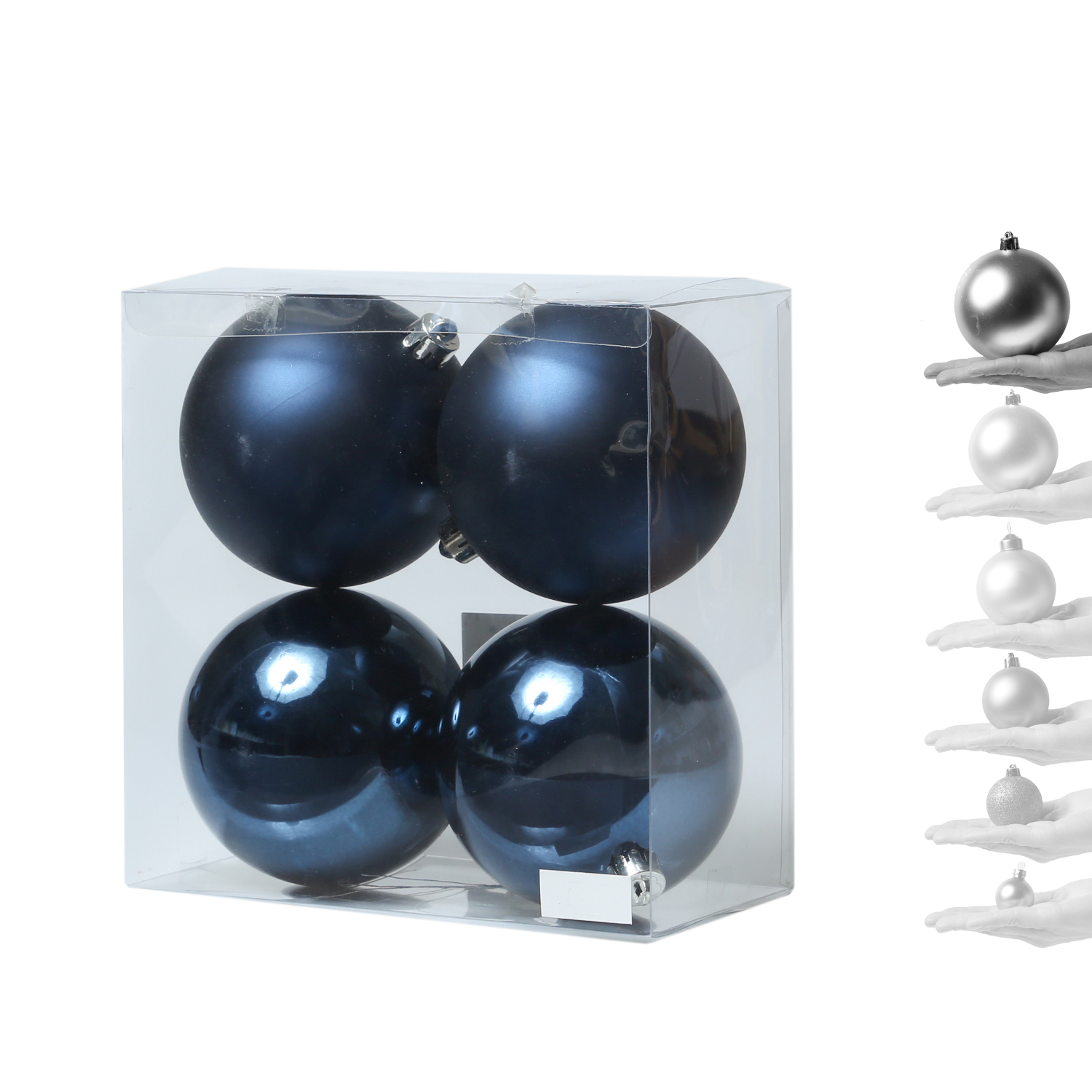 Christbaumkugel - Weihnachtsbaumkugel - bruchfest - D: 10cm - glänzend, matt - dunkelblau - 4er Set