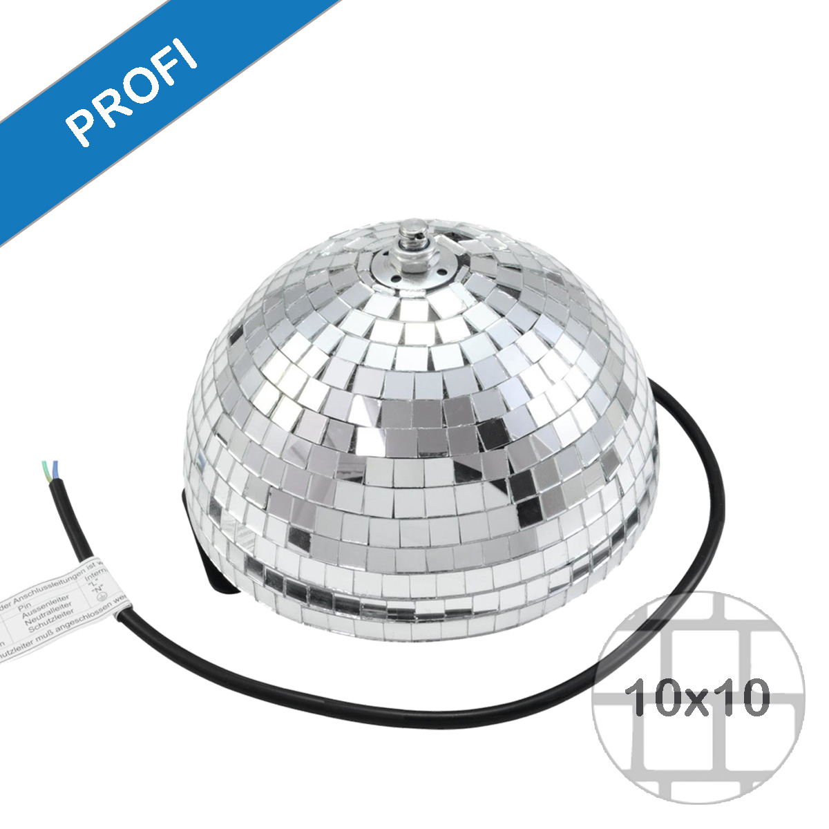 Spiegelkugel halb Halbkugel 20cm silber chrom- Diskokugel (Discokugel) Party Lichteffekt - Echtglas - mirrorball half safety silver chrome color