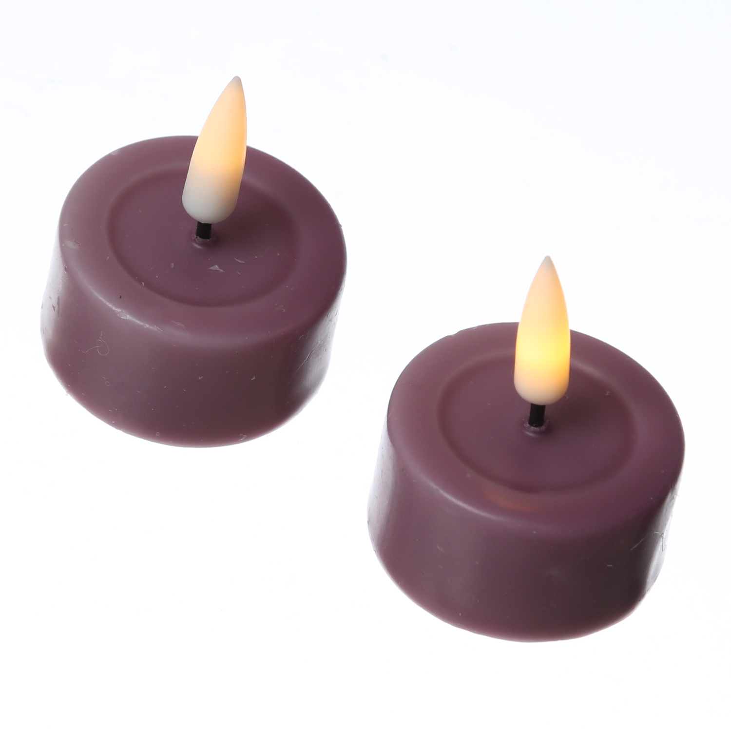 LED Maxi Teelichter 2er Set – Flackernde 3D-Flamme, Batteriebetrieben, Timer (6/18 Std.), Durchmesser 5,8