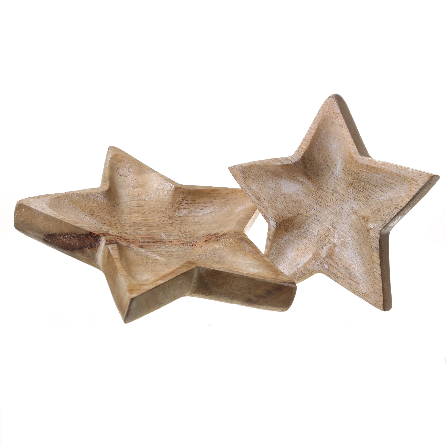 Schale STERN - Dekoschale - Mangoholz - L: 17cm - H: 3,5cm - natur, weiß