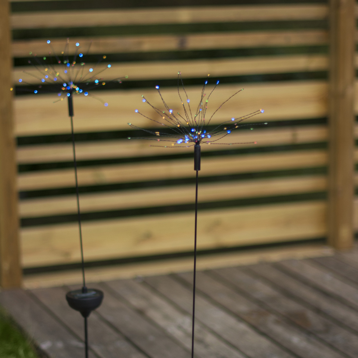 LED Solarstab FEUERWERK Gartendeko - 90 bunte LED - H: 100cm - Dämmerungssensor