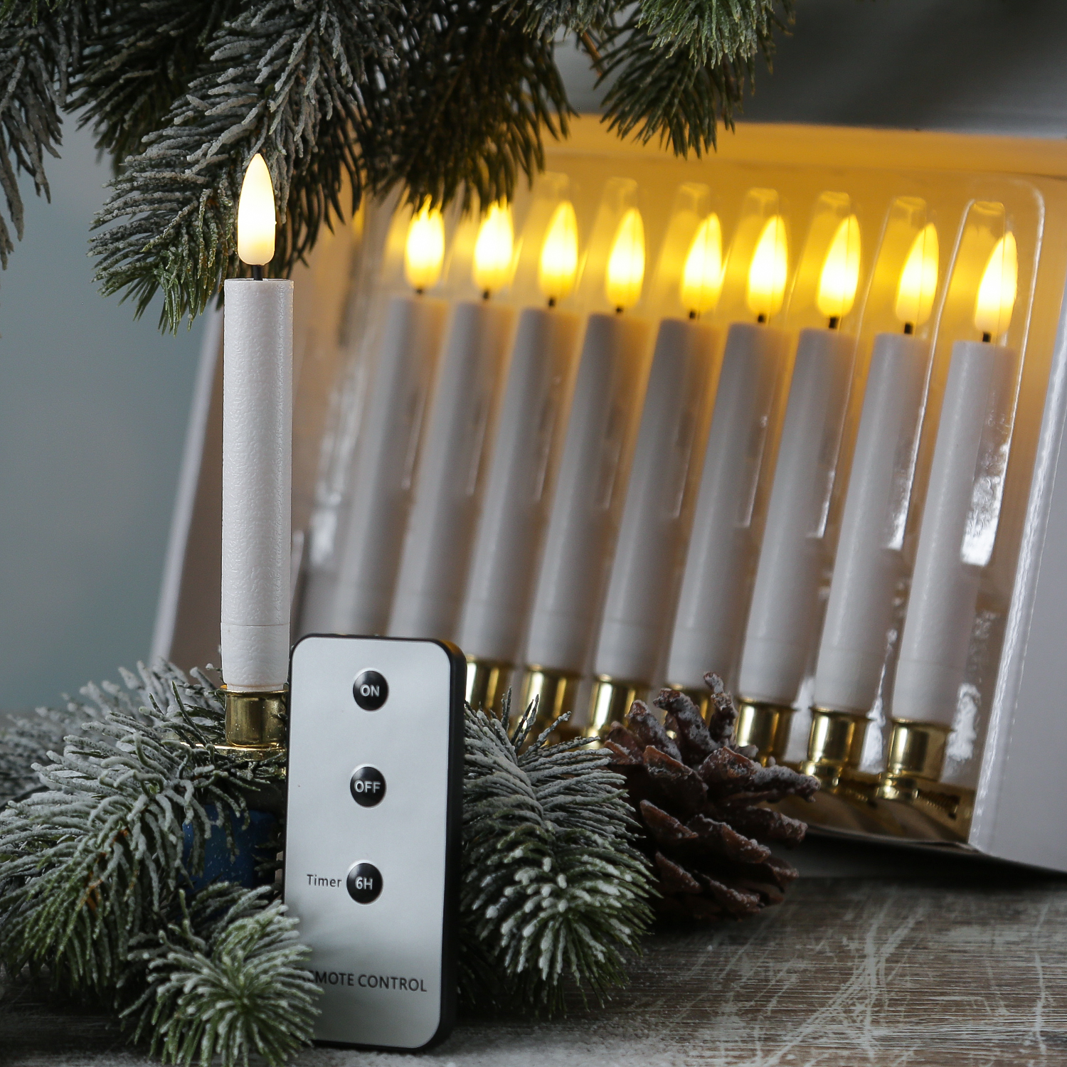 LED Baumkerzen mit Clip - warmweiße LED - kabellos - Fernbedienung - Timer - für Innen