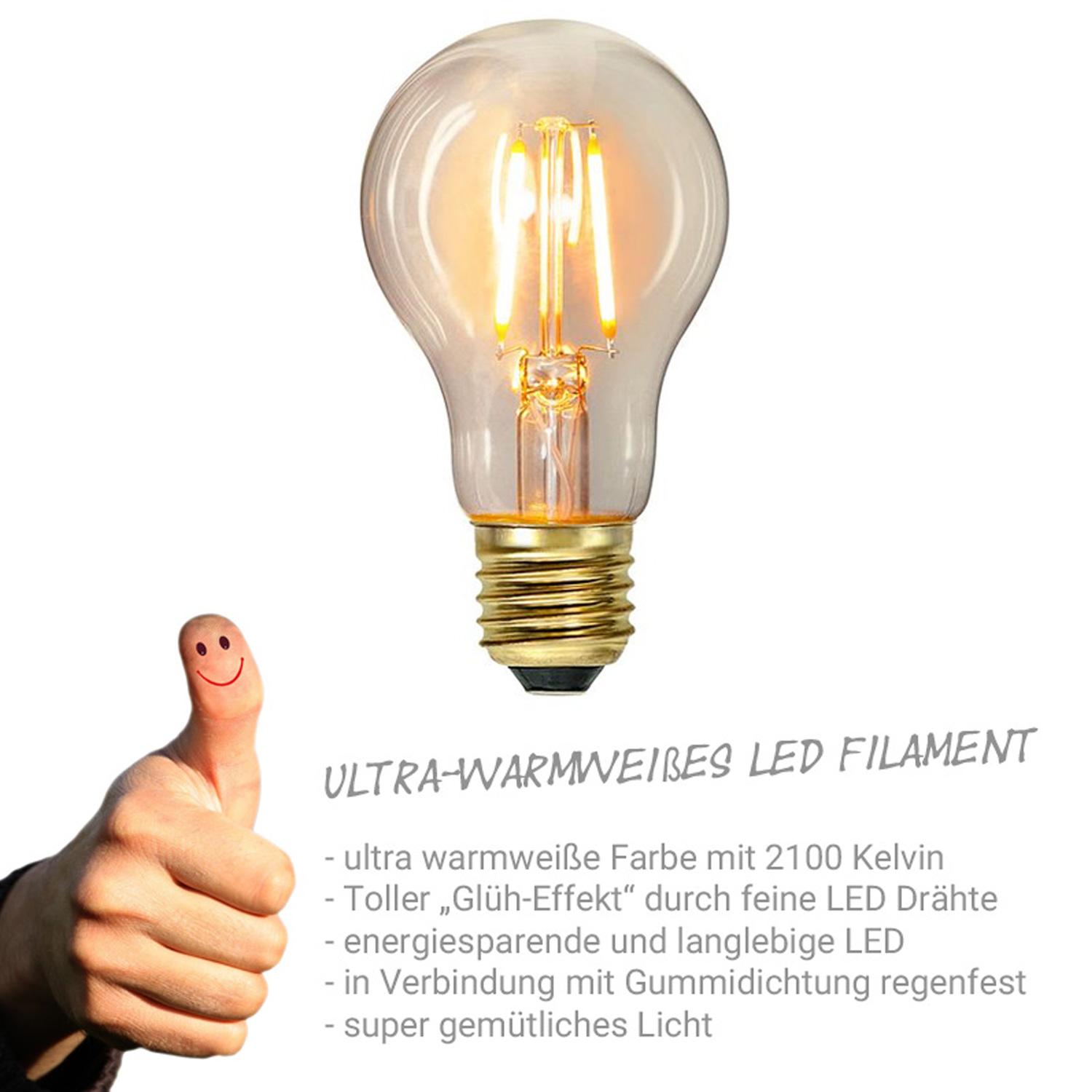 Illu-/Partylichterkette 10m - Außenlichterkette grün - Made in Germany - 10x Edison LED Filament
