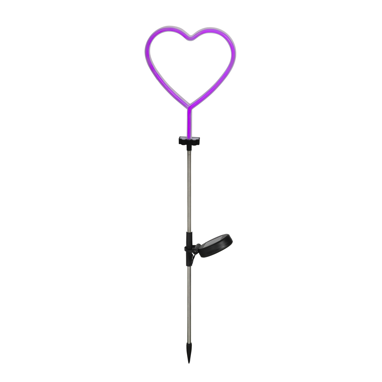 LED Solar Gartenstecker Herz - Solarleuchte pinkes Neonherz - H: 72cm - Lichtsensor
