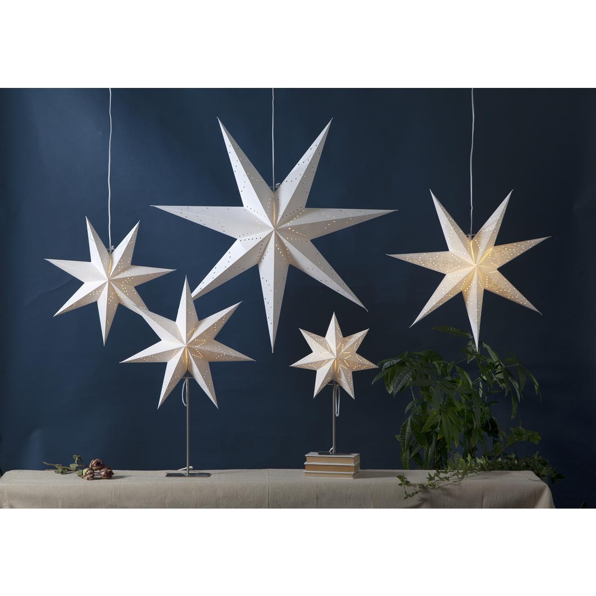 Papierstern "Sensy" - stehend - 7-zackig - D: 52cm, H: 78cm - E14 Fassung - inkl. Kabel - creme