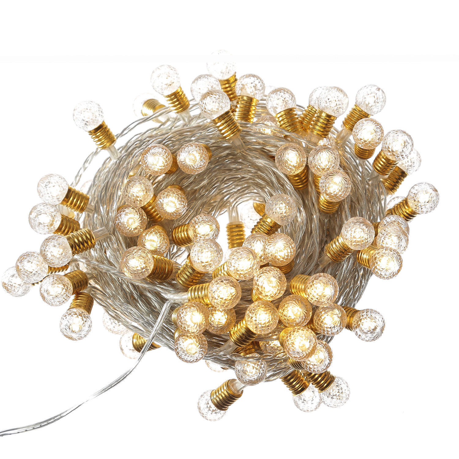 LED Lichterkette VINTAGE - 240 transparente Mini Kristall Kugeln - 8 Funkt. - Timer - L: 24m