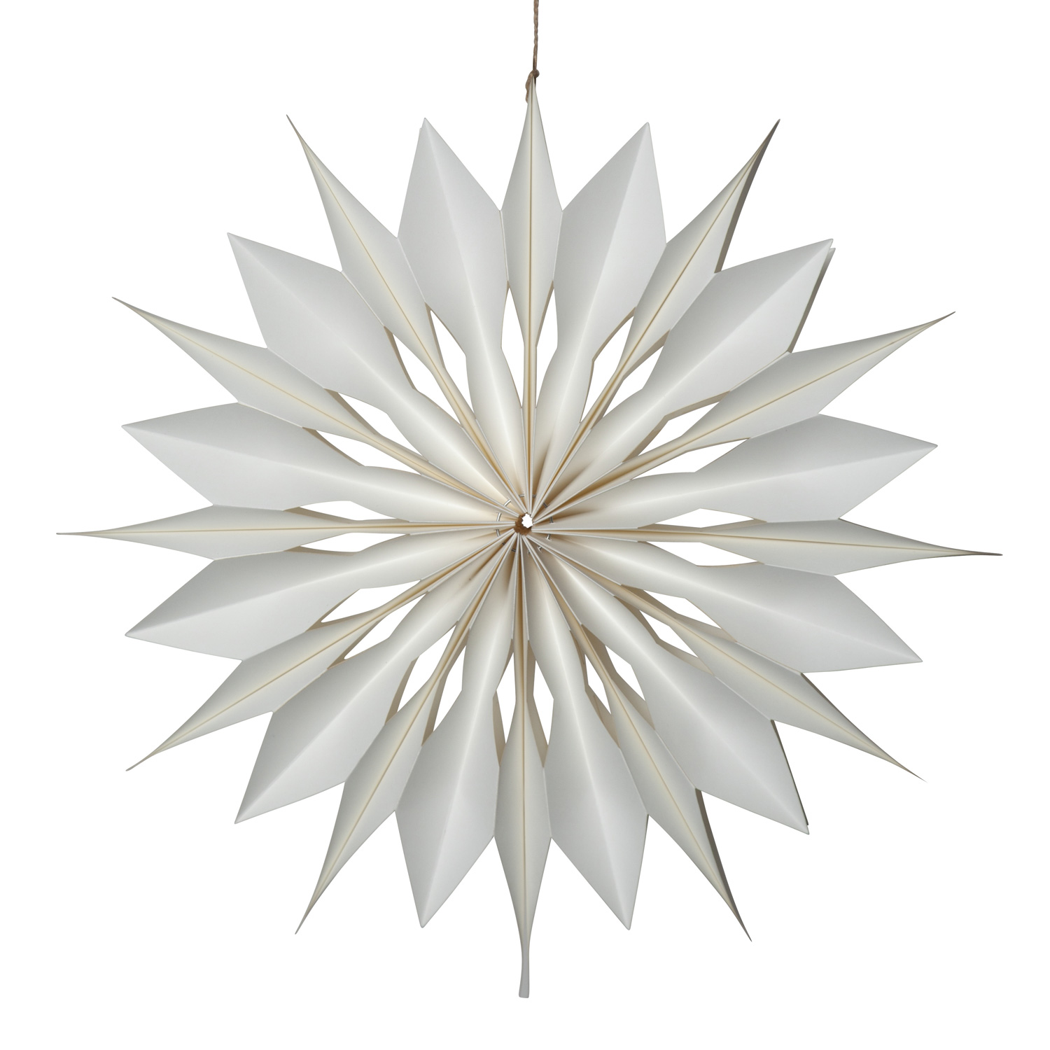 Papierstern MELLI - hängend - D: 45cm - 40 warmweiße LED an Drahtlichterkette  - Timer - weiß
