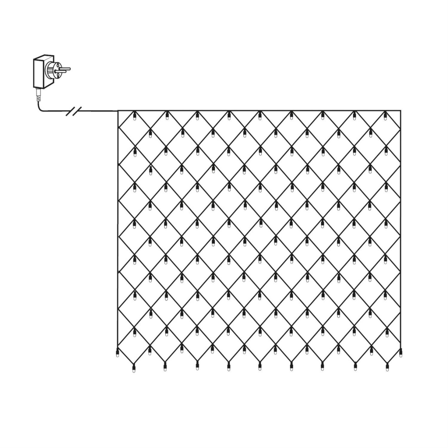 LED Lichternetz - Serie LED - outdoor - 200 ultra warmweisse LED - 3.00m x 3.00m - schwarzes Kabel