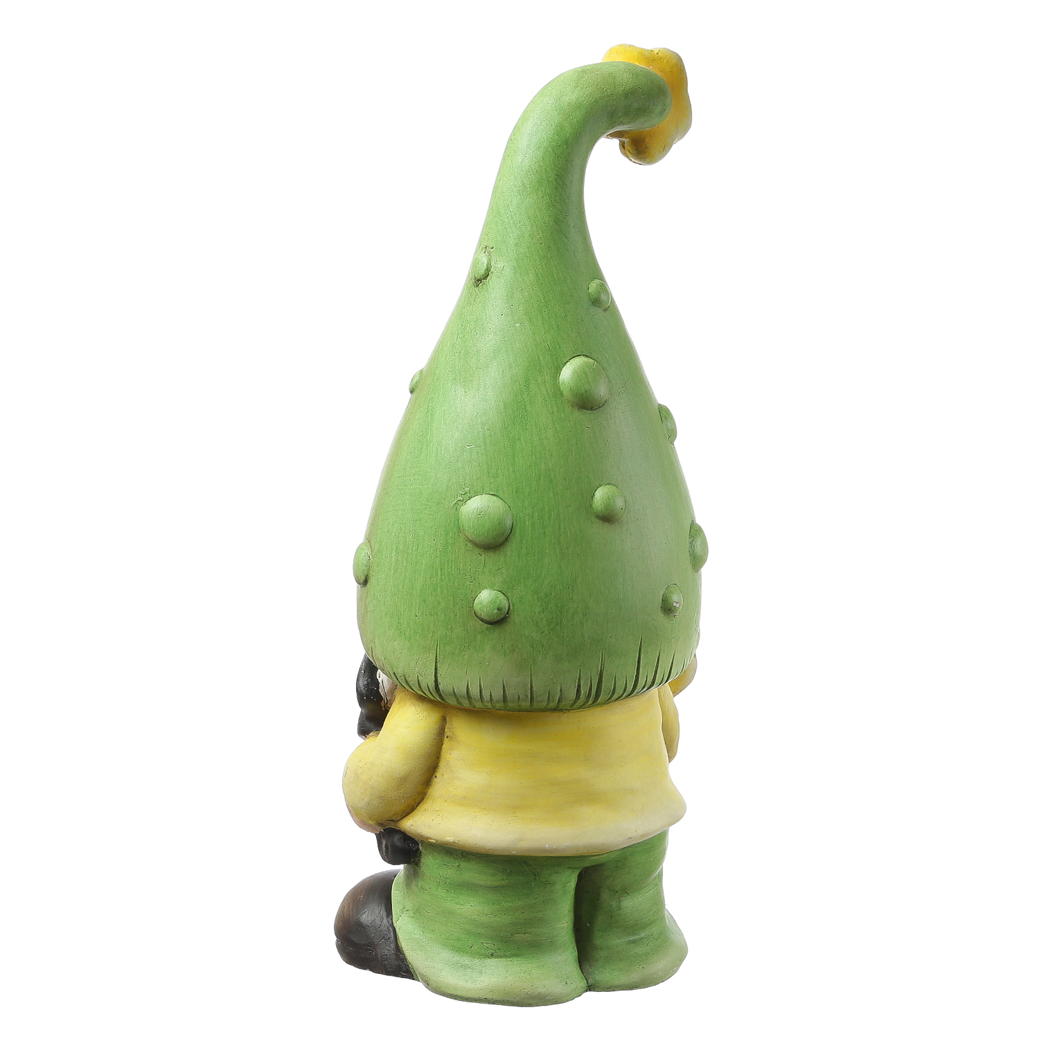 Gartenzwerg DAVID - Zwerg mit Spaten und Blumen - Gartenfigur - Polyresin - H: 45cm - grün