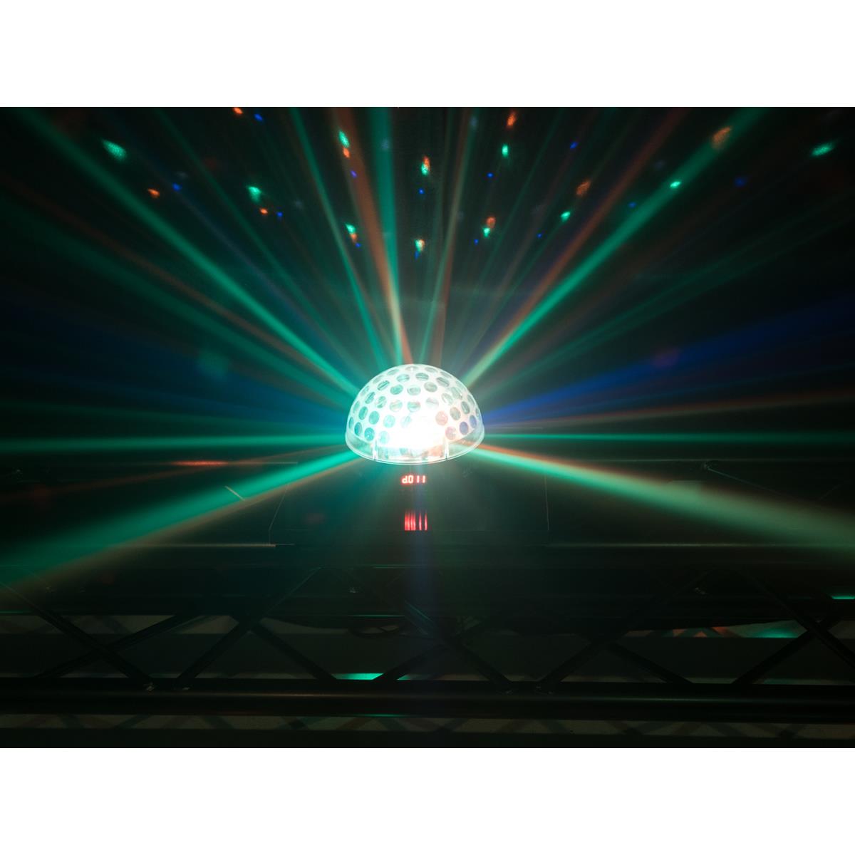 LED Kugel-Strahleneffekt "BC-6" - 360° Raumeffekt ähnlich Spiegelkugel - 5farbig - langsam & schnell