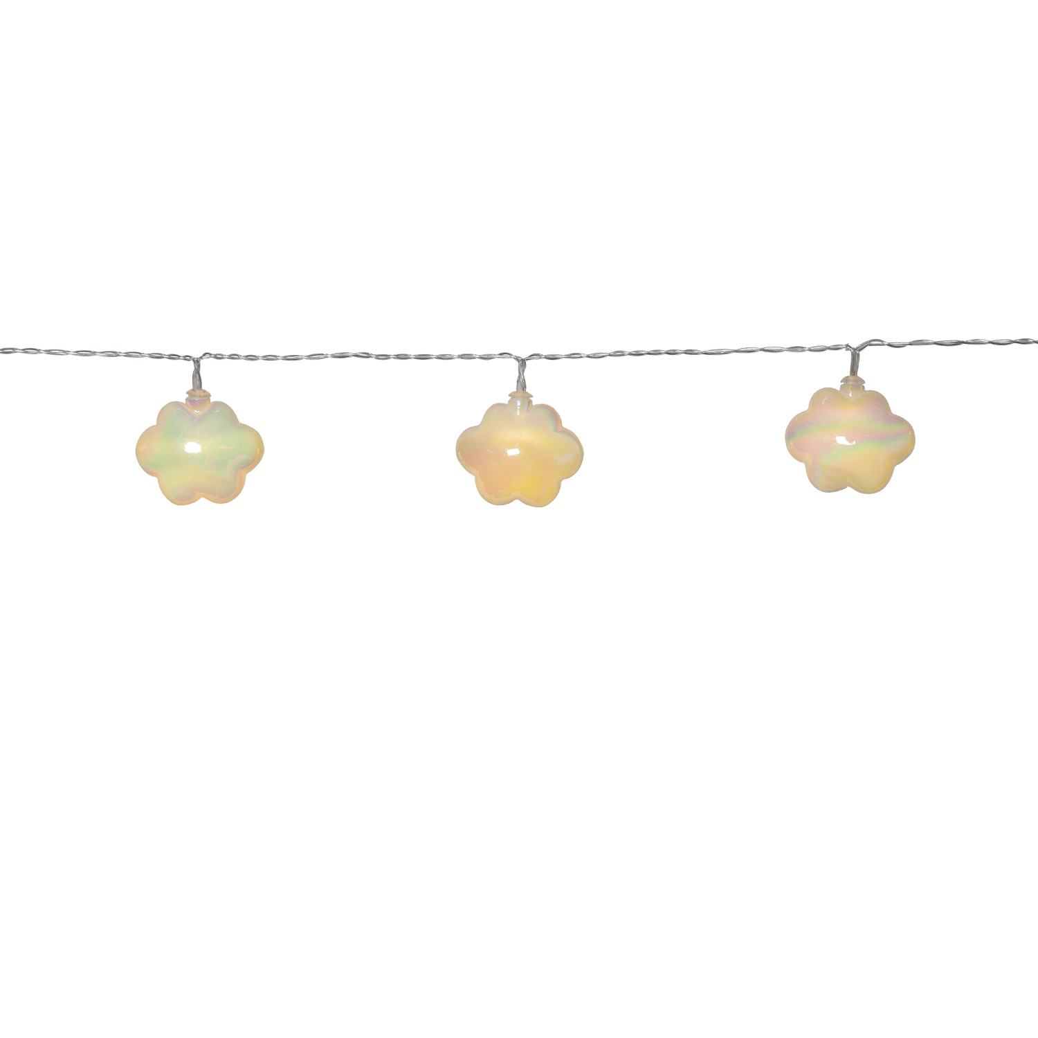 LED Lichterkette Wolken - 10 warmweiße LED - Batteriebetrieb - L: 1,35m - Innen - weiß/transparent