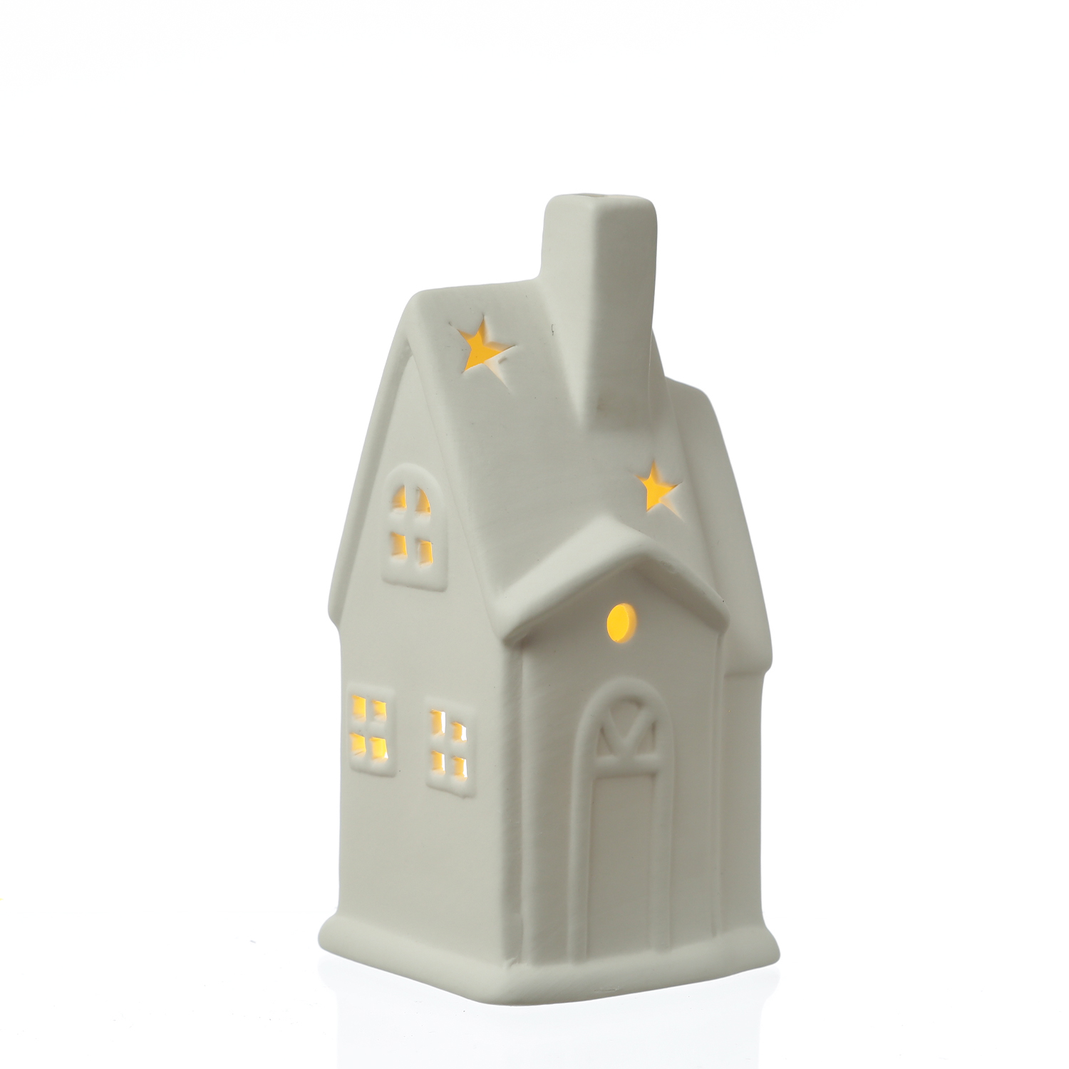 Teelichthalter Haus - Teelichthaus - Porzellan - H: 17cm - weiß