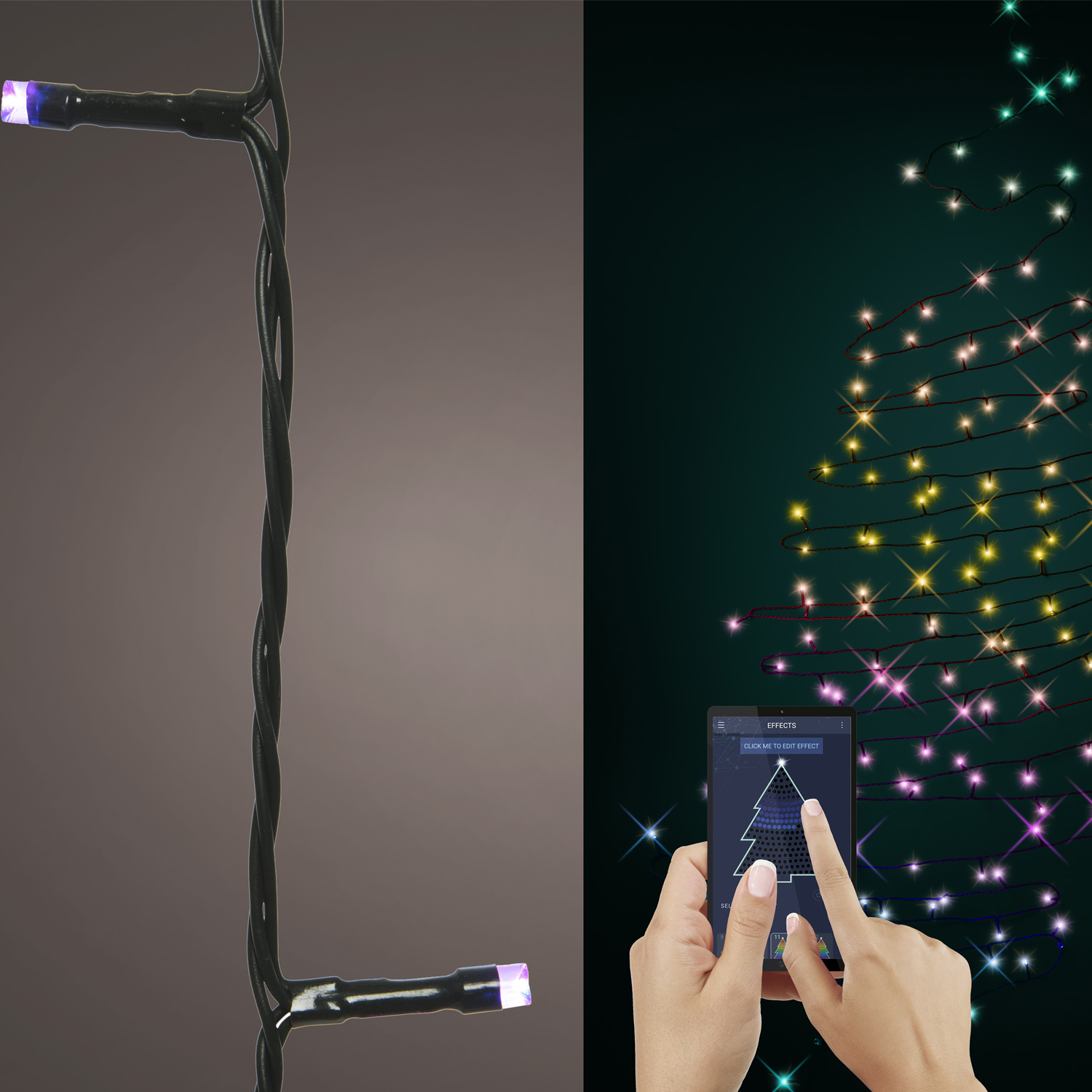 LED Lichterkette - App gesteuert - 200 farbwechselnde LED - viele Funktionen - L: 19,9m - grün