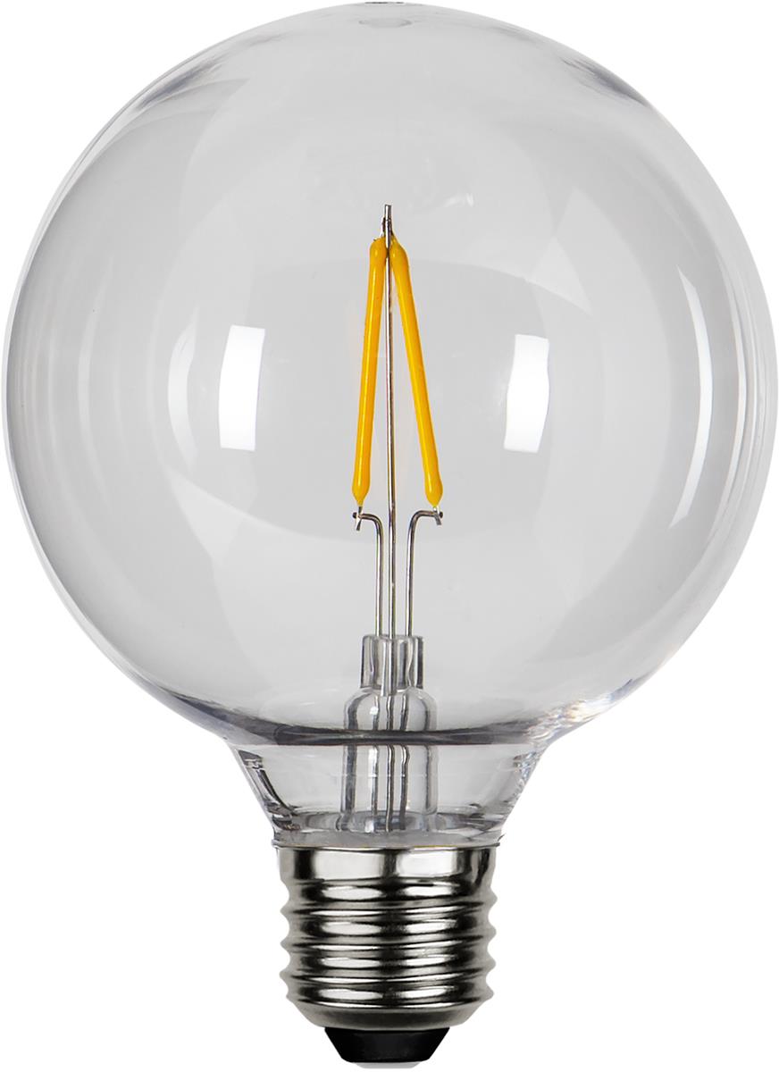 Decoration LED "Party Filament" - E27 - Big Globe klar - Polycarbonat - 2700K - 80lm - D: 9,5cm - 230V