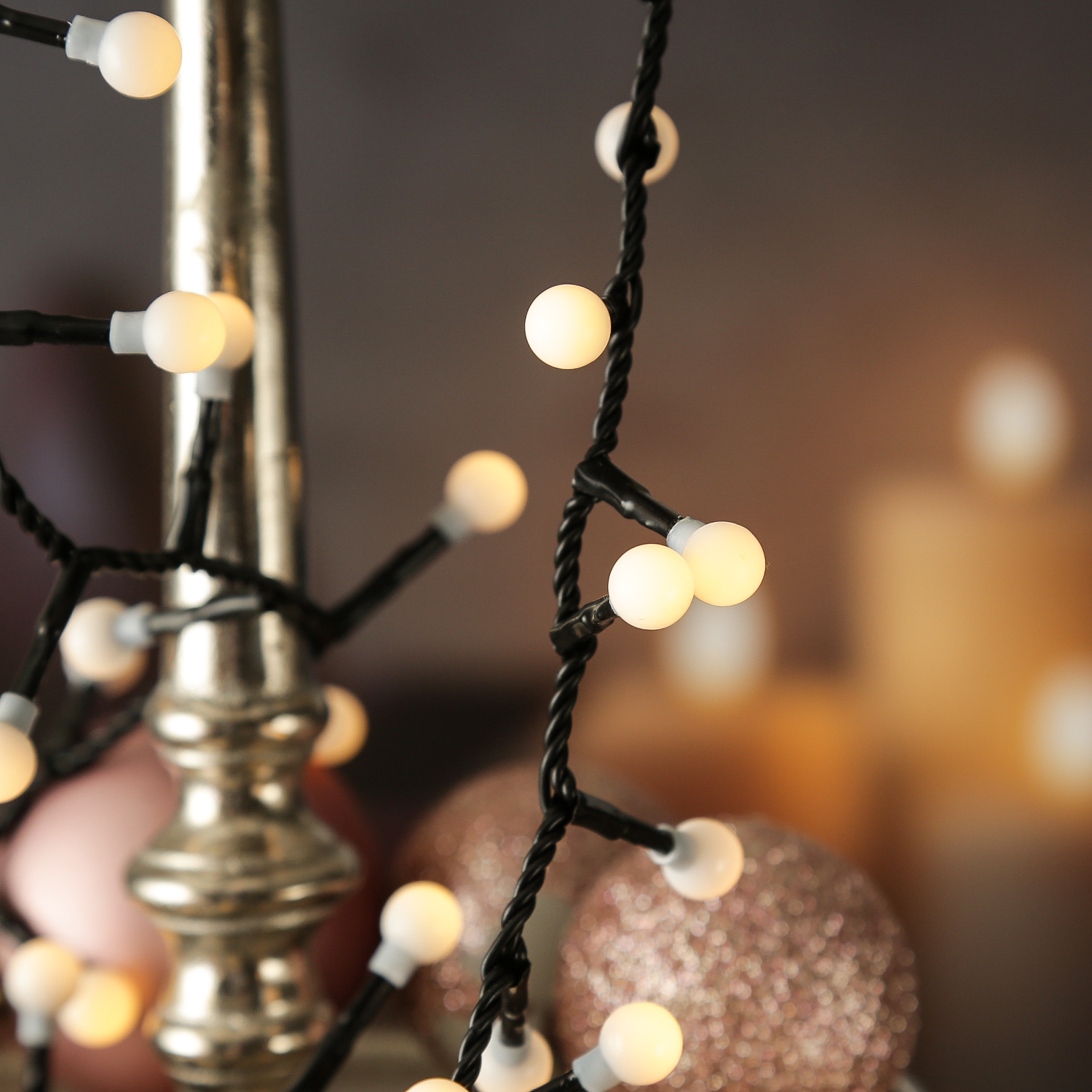 LED Lichterkette BERRY TWINKLE - 500 warmweiße opale Kugeln - 8 Funktionen - L: 11m - für Außen