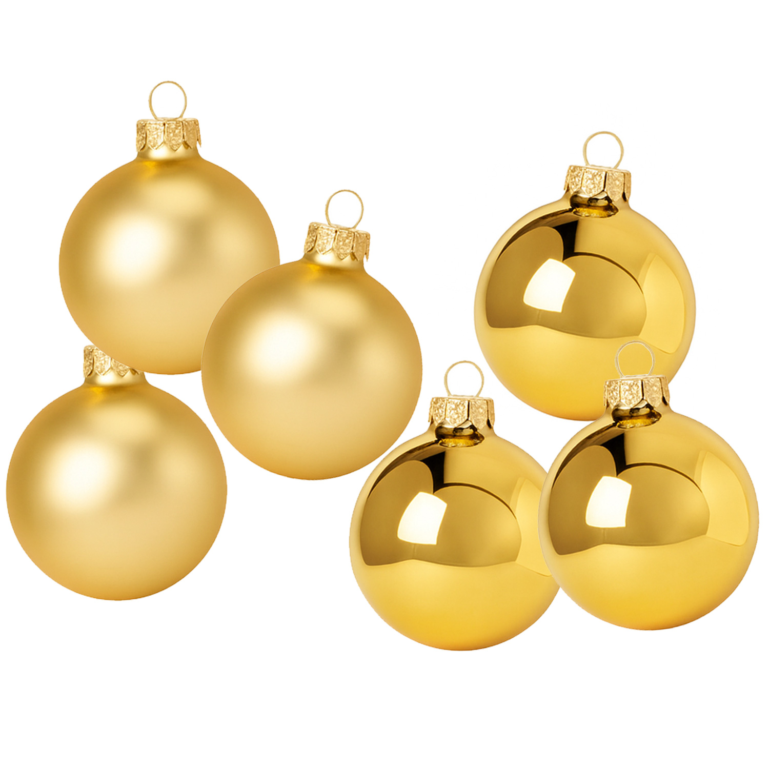 Christbaumkugeln - Weihnachtsbaumkugeln - Glas - D 8cm - glänzend/matt - gold - 6er Set