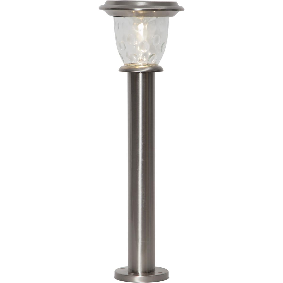 LED Solar Wegleuchte "Pireus" - Edelstahl - warmweiße LED - H: 61cm - D: 19cm - Dämmerungssensor