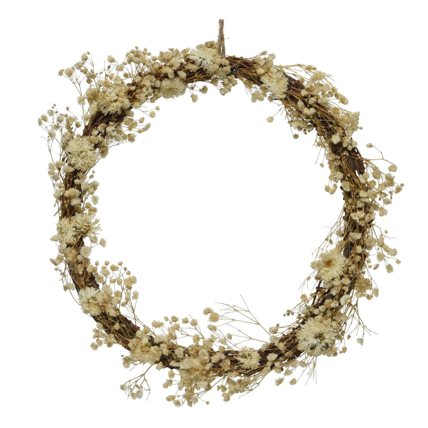 Dekokranz - Trockenblumen - Fenster-Türdeko - D: 28cm - für Innen - creme