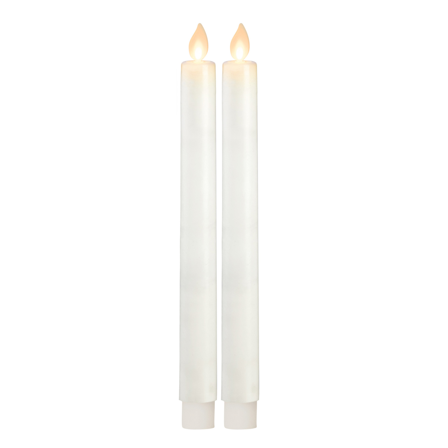 LED Stabkerze M-Twinkle - Echtwachs - mechanische Flamme - H: 24cm - Timer - weiß - 2er Set