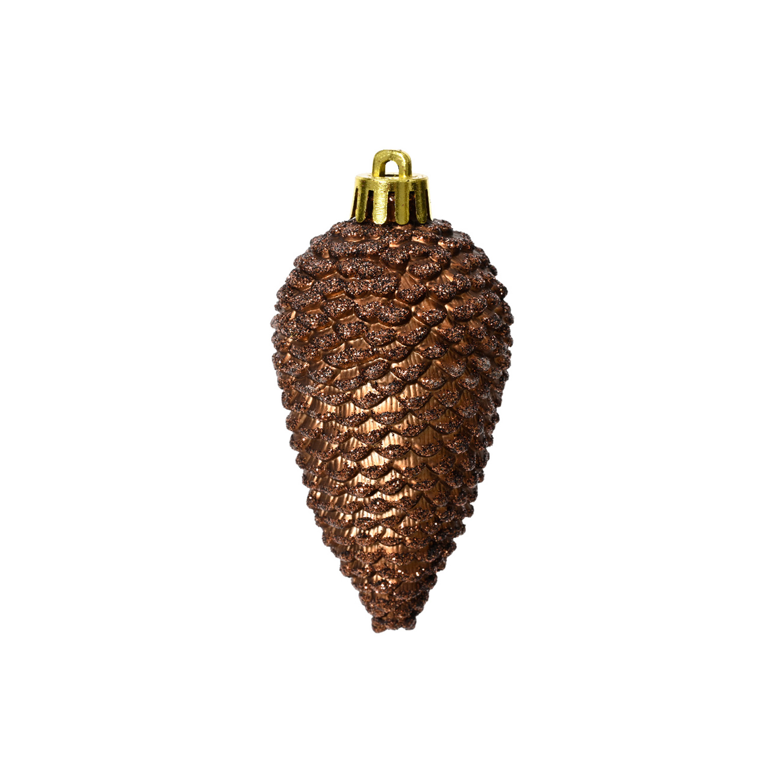 Christbaumschmuck ZAPFEN - Weihnachtsschmuck - bruchfest - glitzernd - H: 8cm - braun - 6er Set