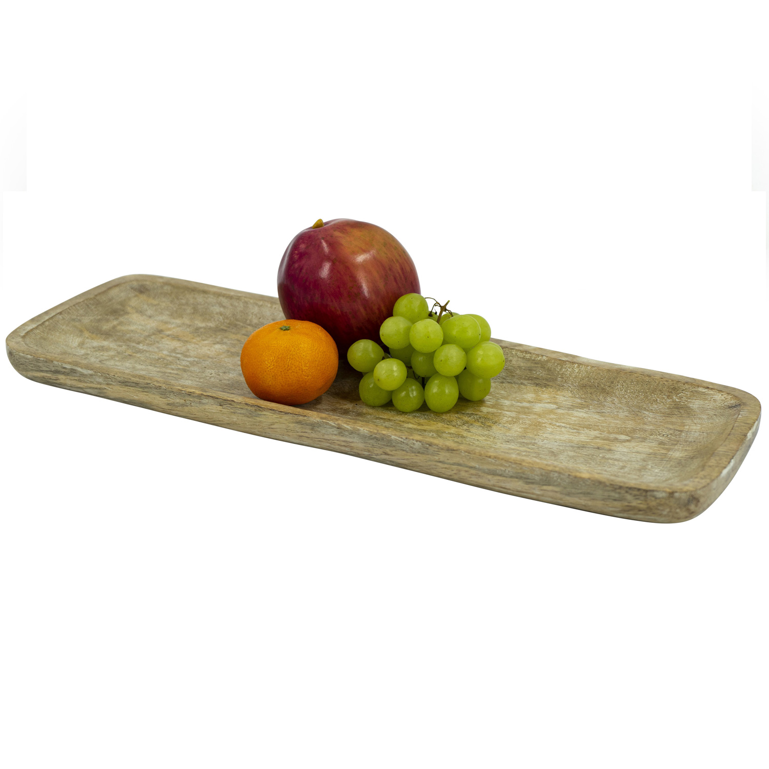 Holztablett - rechteckig - Mangoholz - L: 45,5cm - H: 2cm - natur, weiß