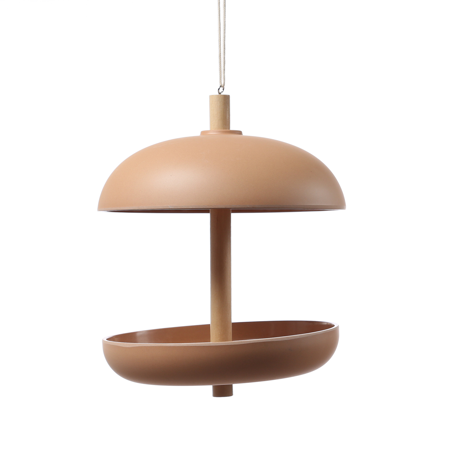Vogelfutterstation - Futterstelle - Vogeltränke - Bambus - H: 25cm - D: 21cm - terracotta