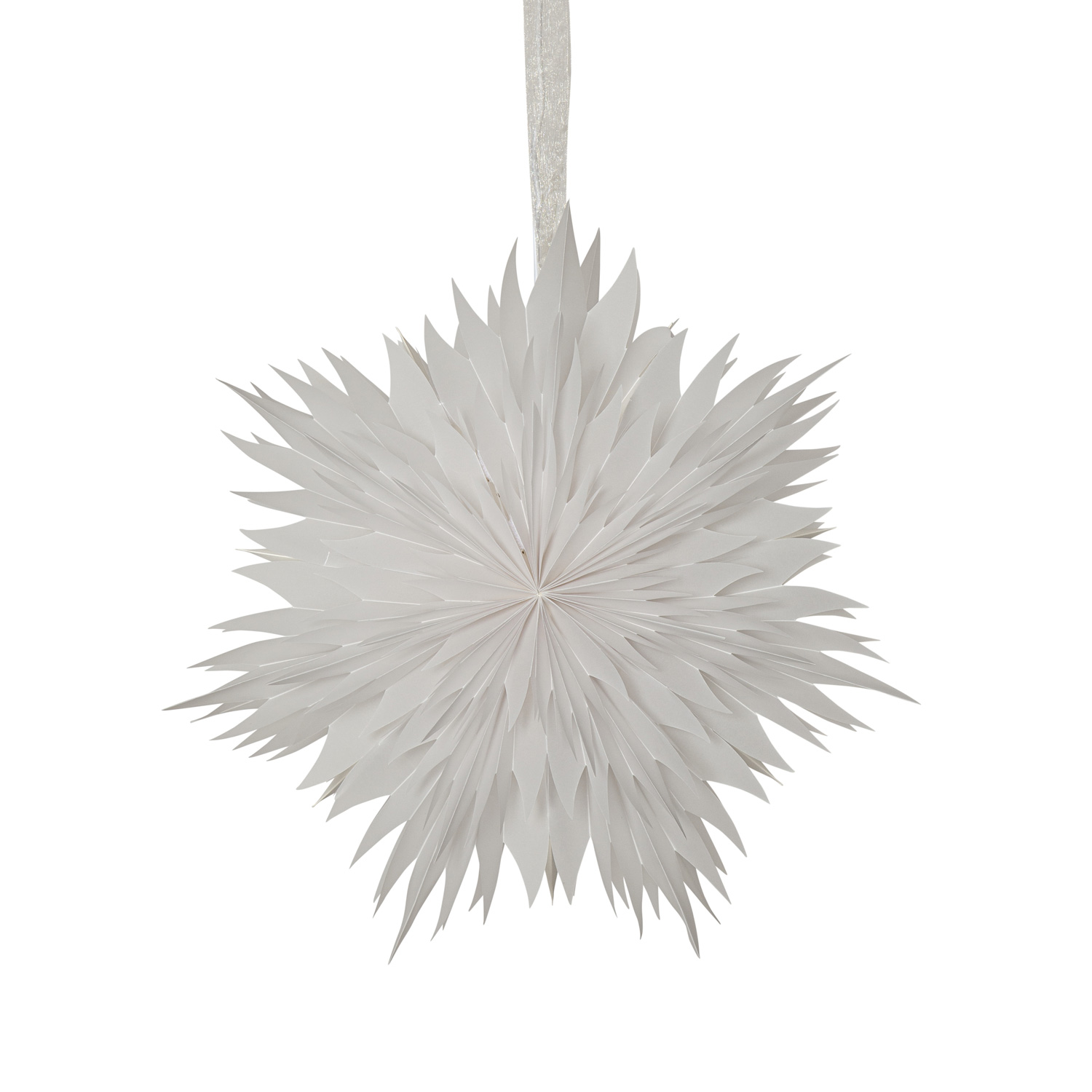 Papierstern EISBLUME - hängend - D: 45cm - mit Band - weiß
