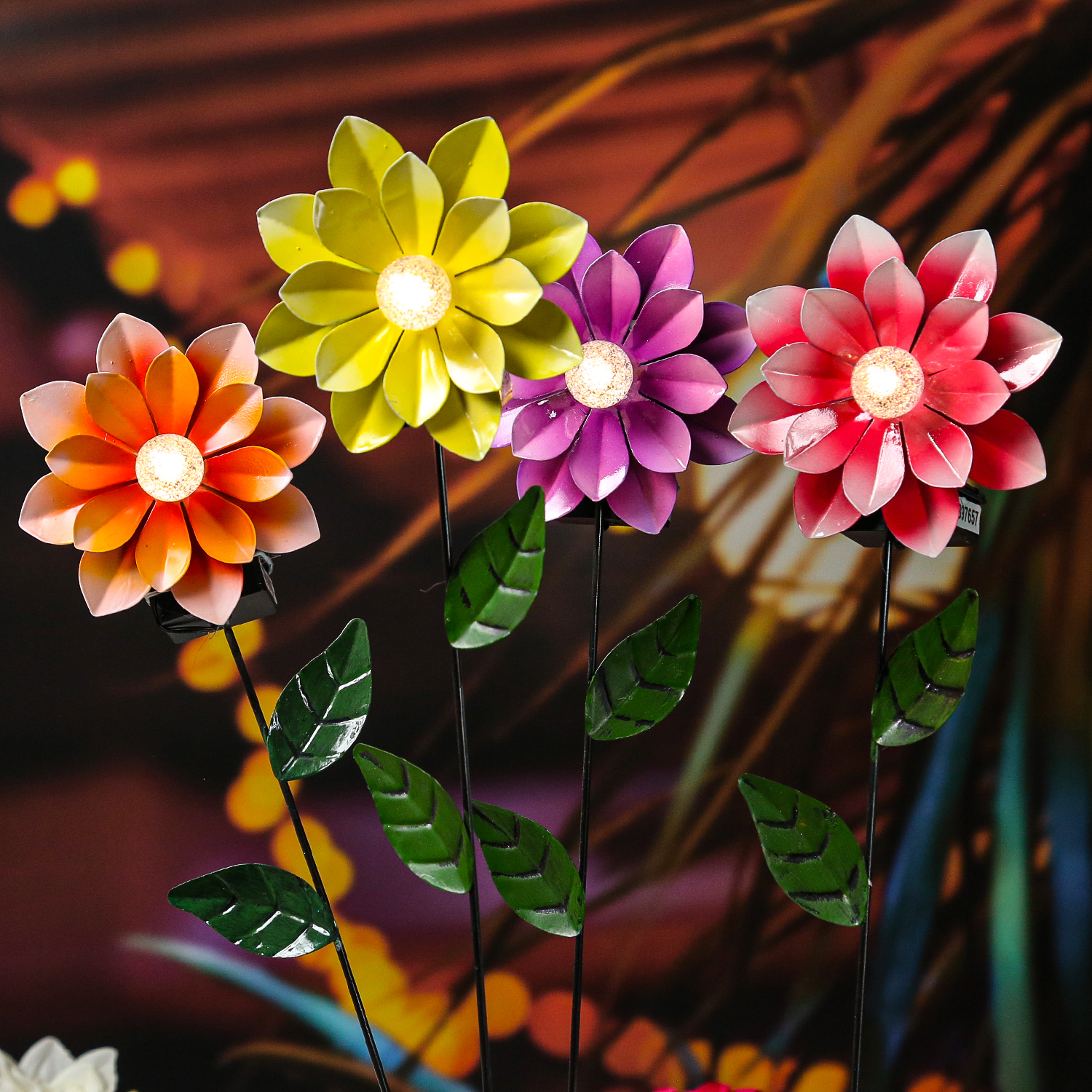 LED Solar Blumenstecker - bunte LED - Garten - Terrasse - Balkon-Deko - H: 49,5cm - bunt - 4er Set