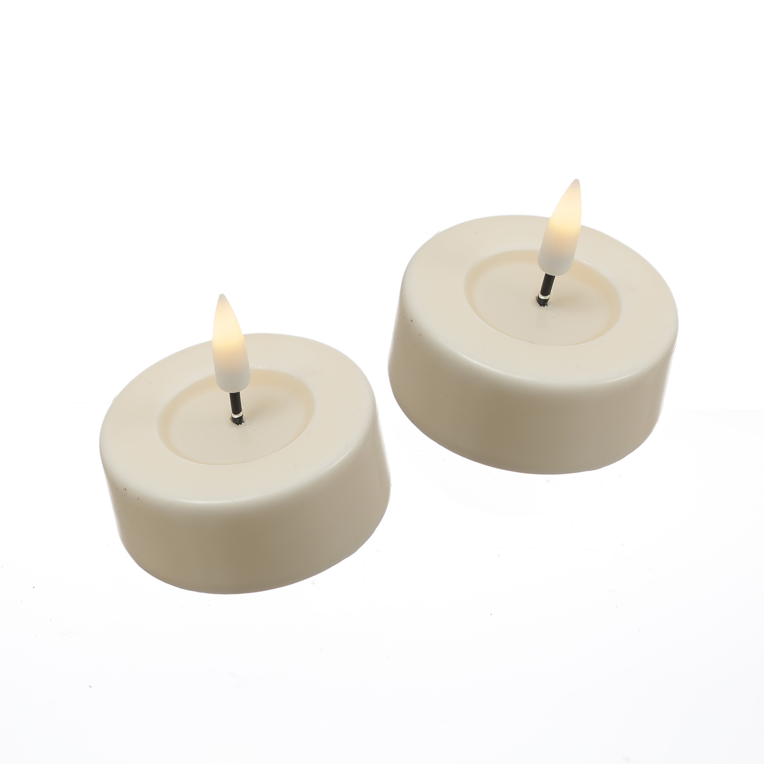 LED Teelichter MIA - realistische 3D Flamme - D: 6,1cm - Batteriebetrieb - creme - 2 Stück