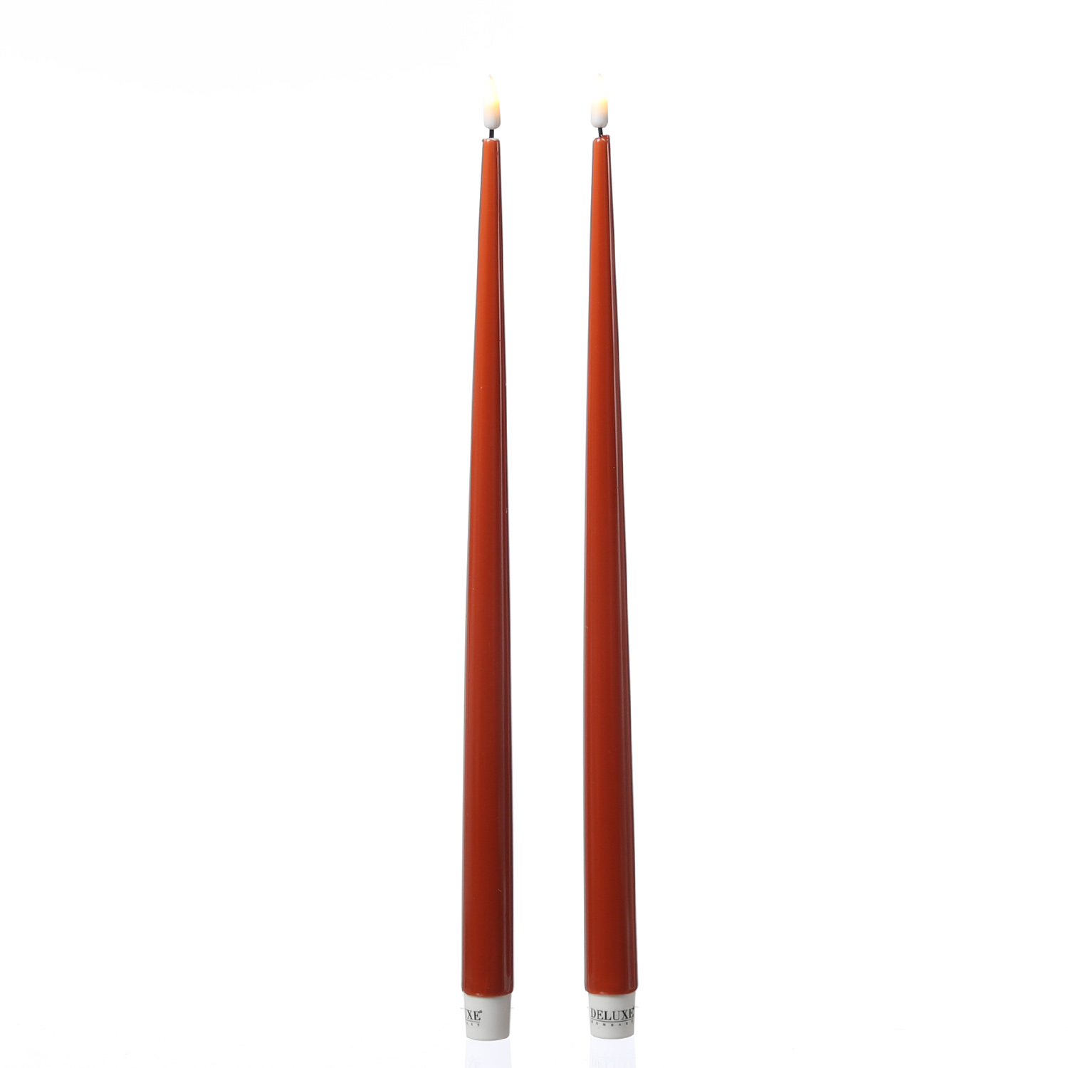 LED Stabkerzen ELLA - Echtwachs - realistische 3D Flamme - H: 38cm - orange - 2 Stück