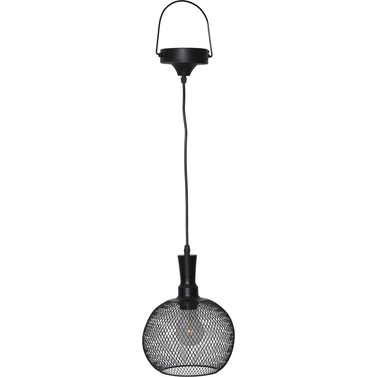 LED Solar Lampe SUNLIGHT - warmweiße LED - H: 24cm, D: 19cm - hängend - schwarz