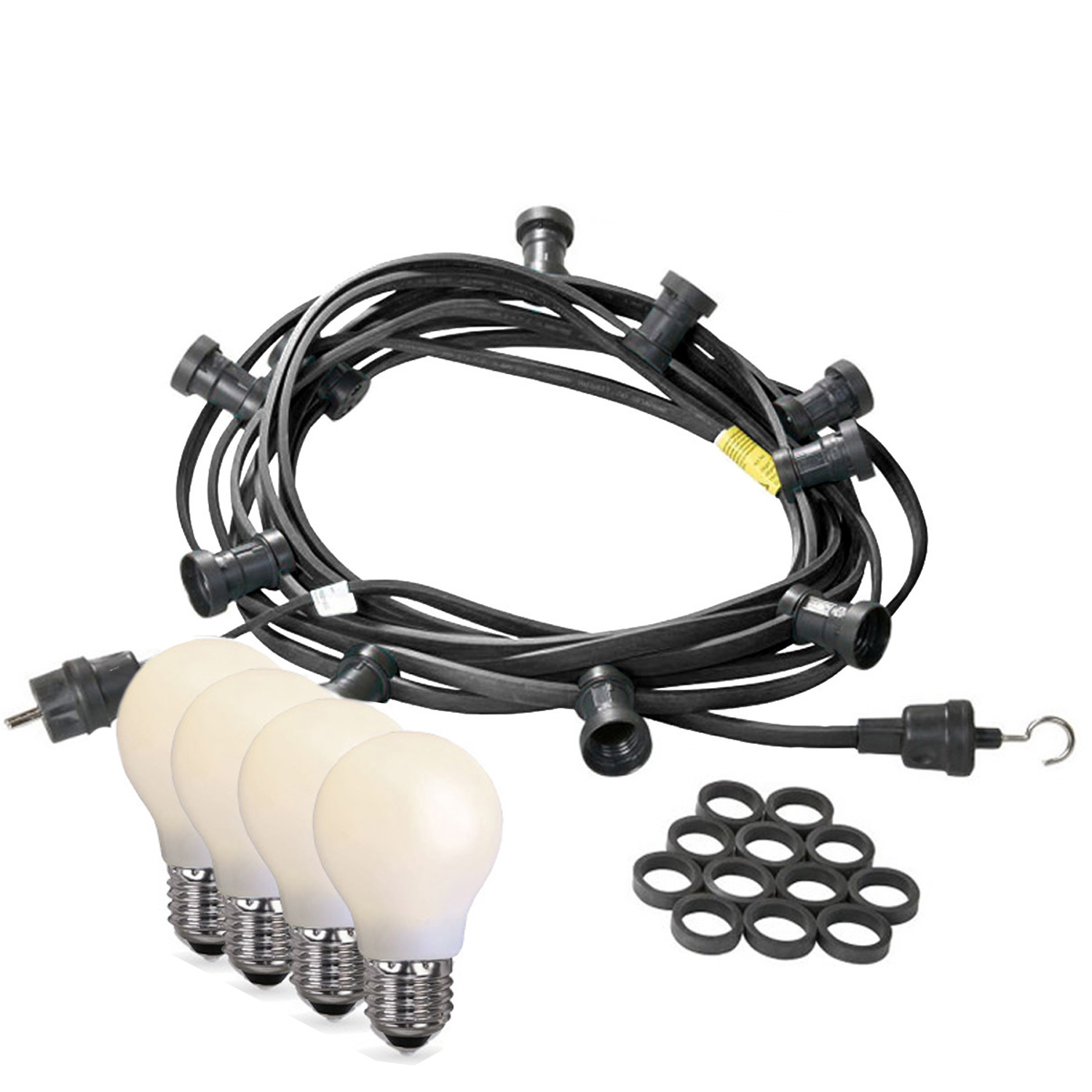 Illu/Partylichterkette 30m - Außenlichterkette schwarz - Made in Germany- 30 opale LED Tropfenlampen