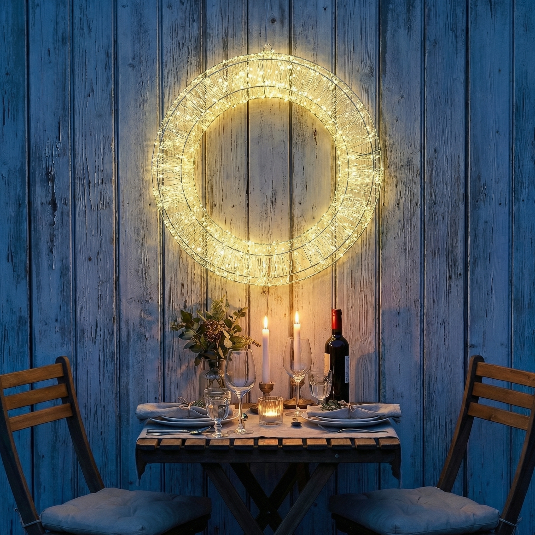 LED Kranz abgeflacht - Lichterkranz mit 1500 warmweißen LED - D: 40cm - 8Modi/Timer - Innen/Außen