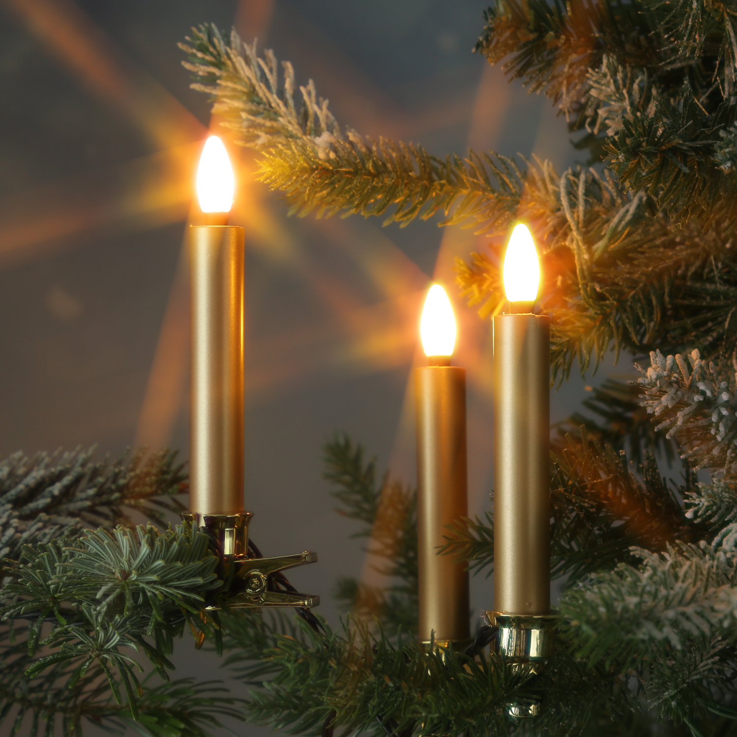 LED Kerzenlichterkette - 20 Christbaumkerzen - Weihnachtsbaumlichterkette - L: 9,5m - Innen/Außen