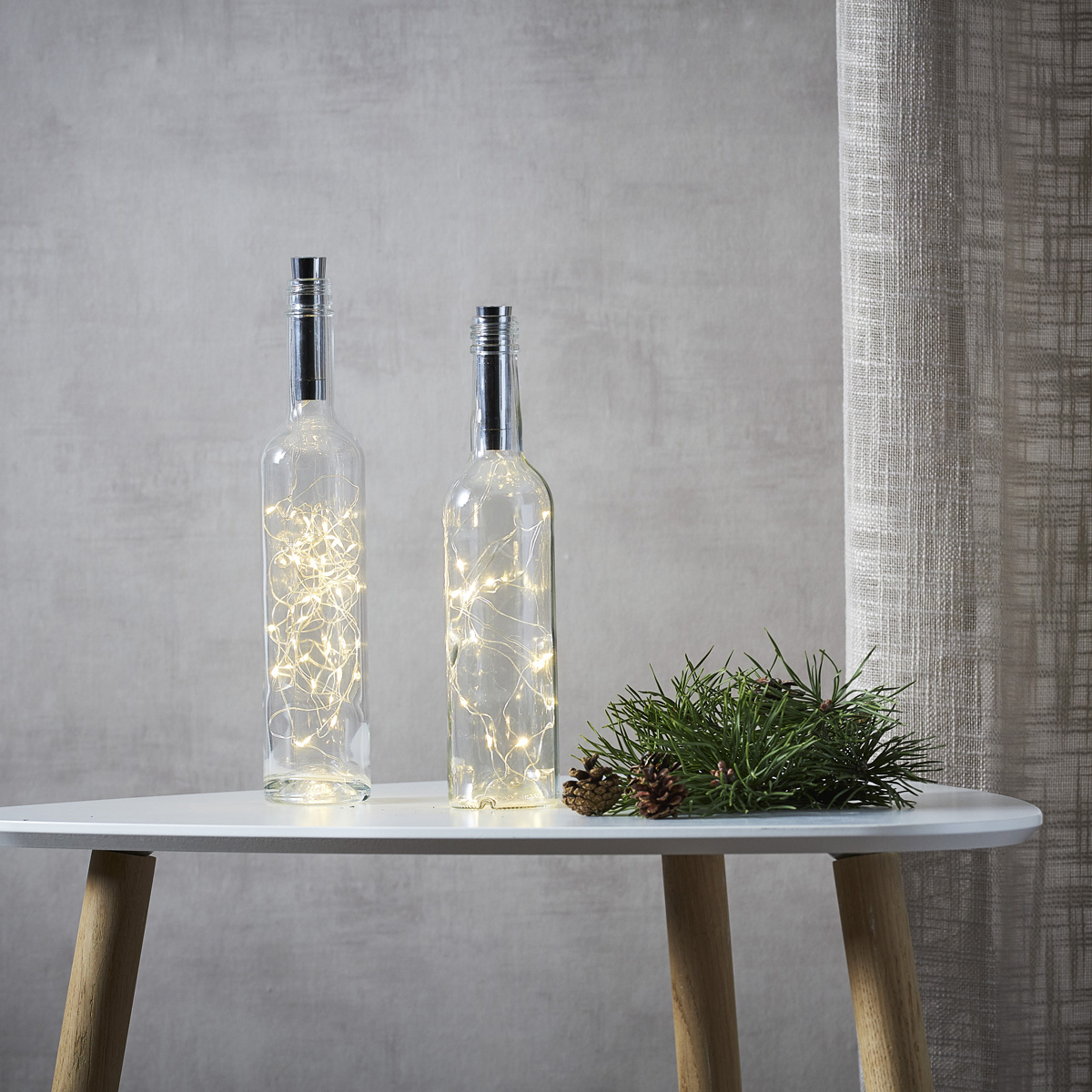 LED Drahtlichterkette Korken - für Flaschen - 40 warmweiße LED - 2m - Batterie - Timer - silber