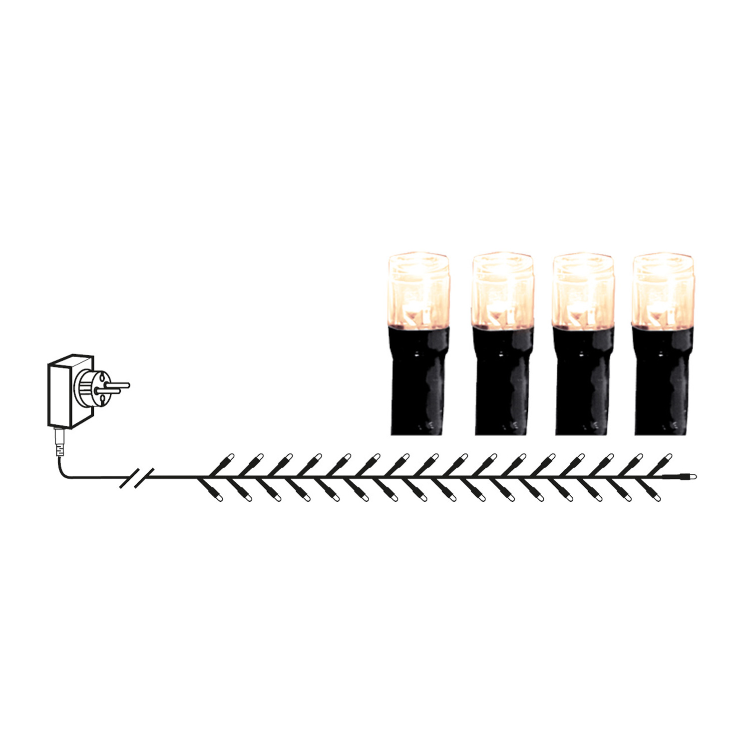 LED Lichterkette - Serie LED - outdoor - 800 neutralweiße LED - L: 16m - schwarzes Kabel