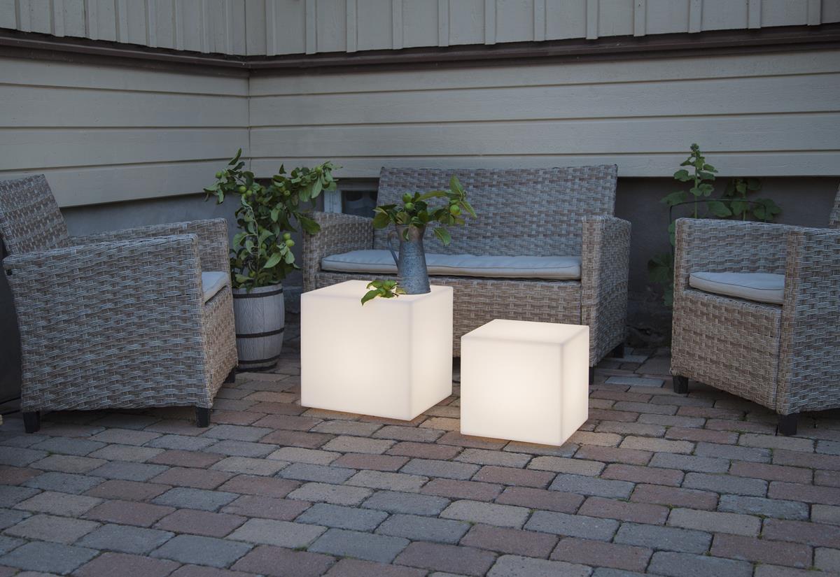 Würfel Tisch 38cm - E27 Fassung - max 23W - 5m Zuleitung - Indoor & Outdoor - Gartenleuchte