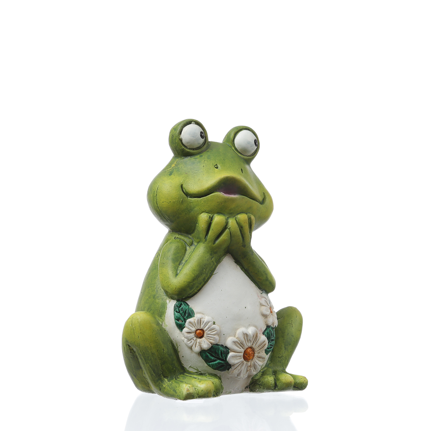 Gartenfigur verträumter Frosch Rosie - Tierfigur - Magnesia - H: 16cm - für Außen - grün