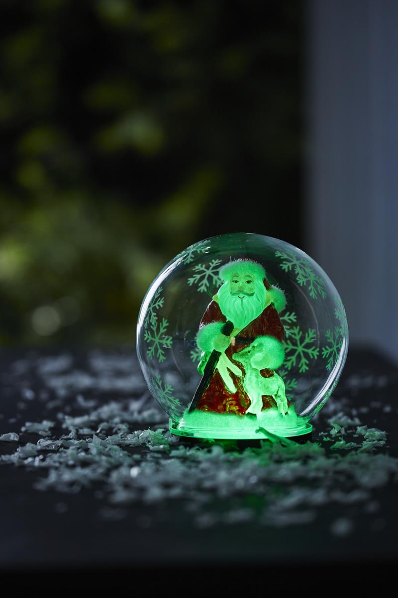 LED Deko Kugel "Bubble" Weihnachtsmann - RGB Farbwechsel - D: 12cm, H: 13,5cm - Batteriebetrieb